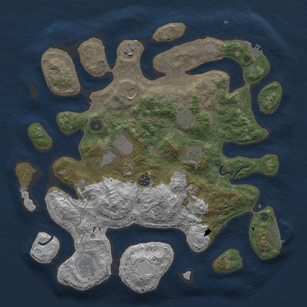 Rust Map: Procedural Map, Size: 4000, Seed: 122580245, 16 Monuments