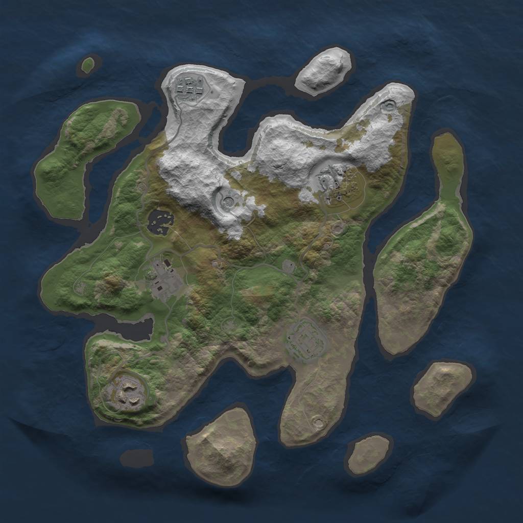 Rust Map: Barren, Size: 3000, Seed: 968970, 9 Monuments