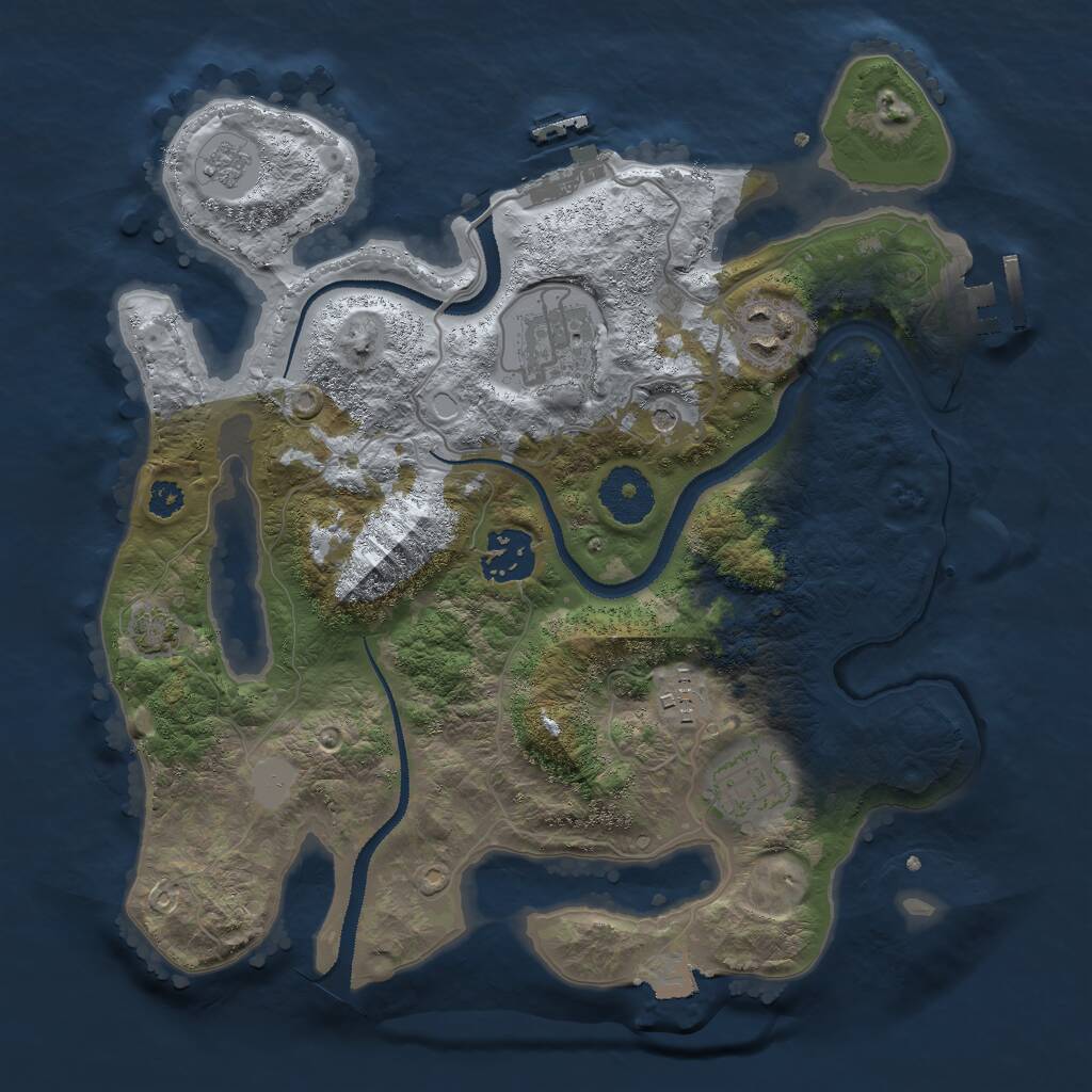 Rust Map: Procedural Map, Size: 3000, Seed: 734025874, 11 Monuments