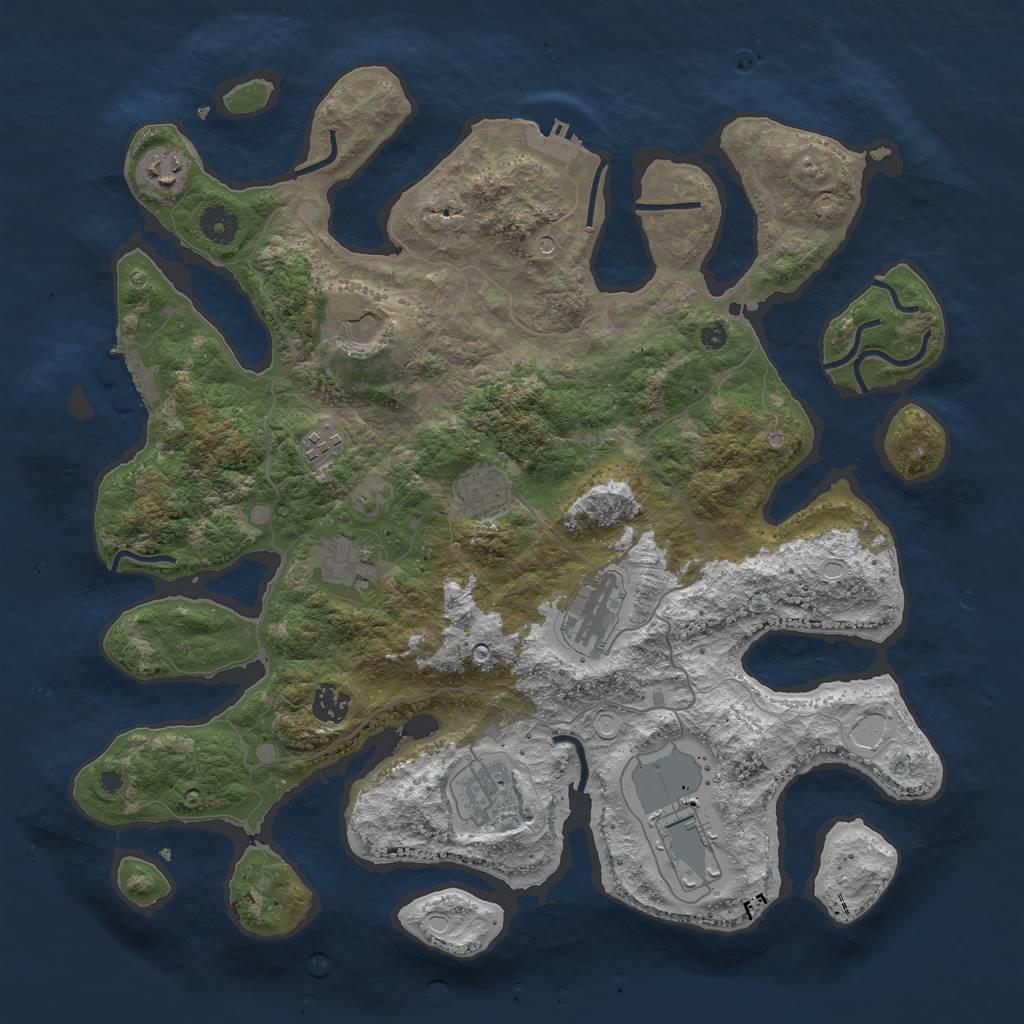Rust Map: Procedural Map, Size: 4000, Seed: 63423123, 20 Monuments