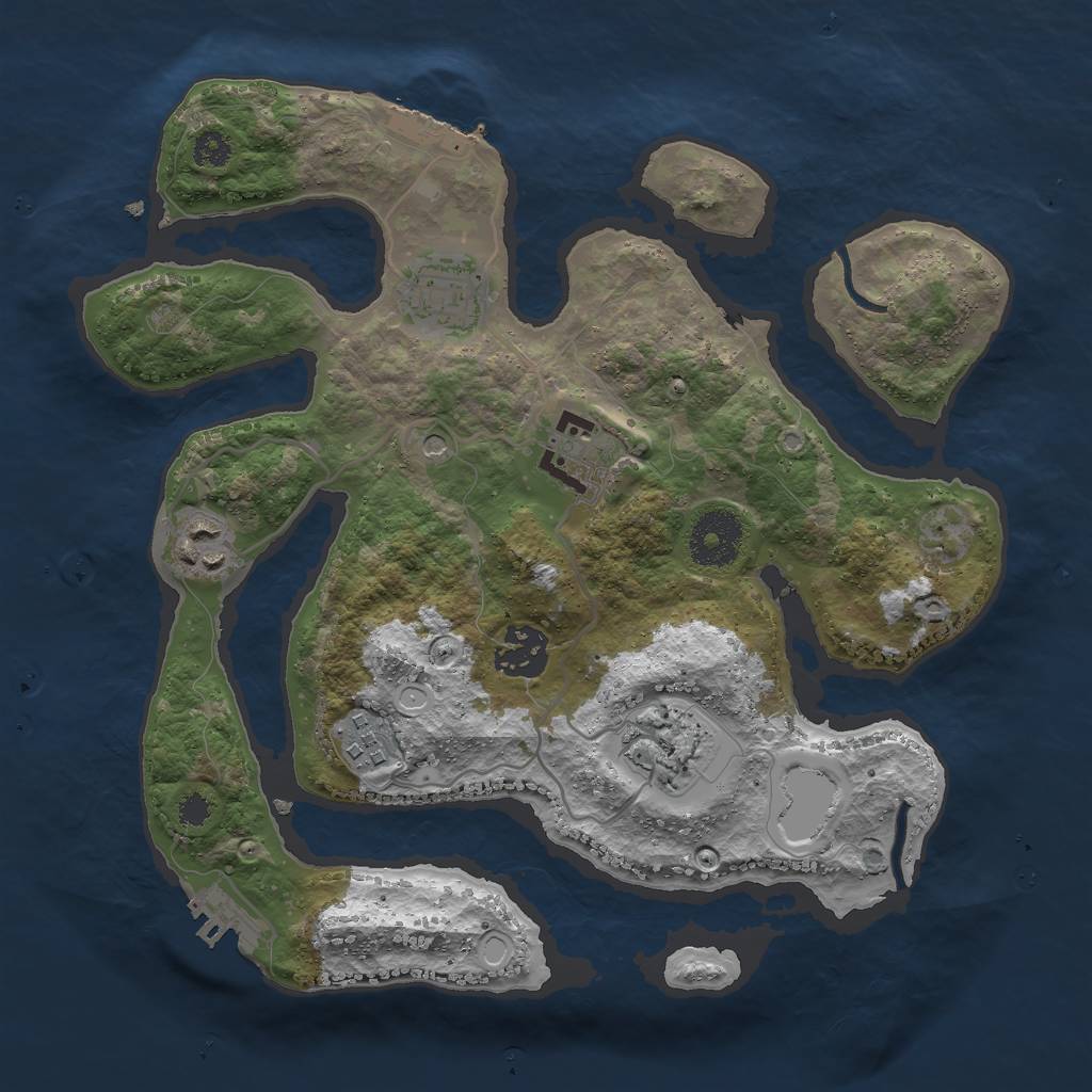 Rust Map: Procedural Map, Size: 3000, Seed: 7117, 14 Monuments