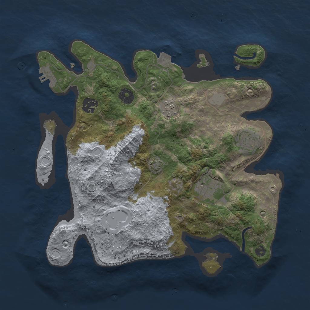 Rust Map: Procedural Map, Size: 3000, Seed: 771177, 10 Monuments