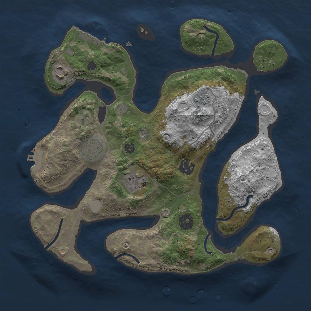 Rust Map: Procedural Map, Size: 3000, Seed: 859878, 13 Monuments