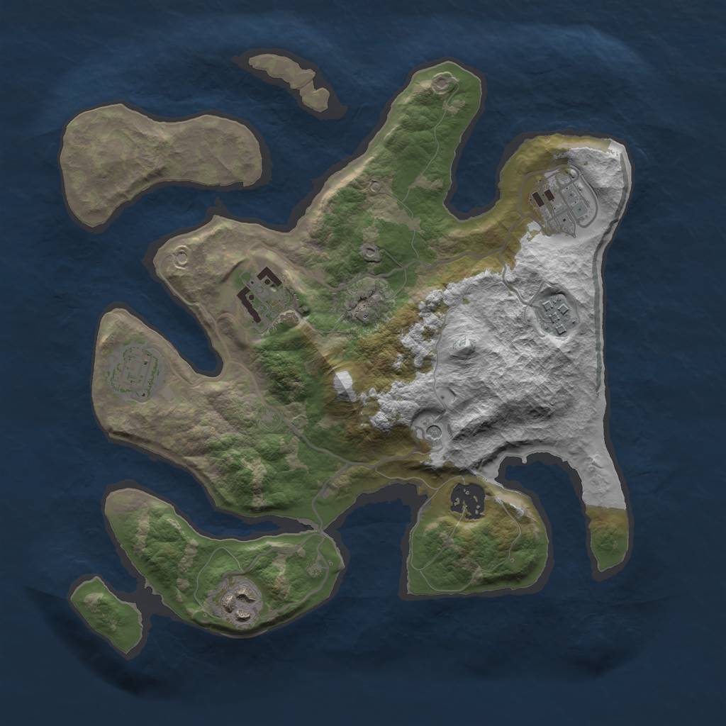 Rust Map: Barren, Size: 3000, Seed: 25, 9 Monuments