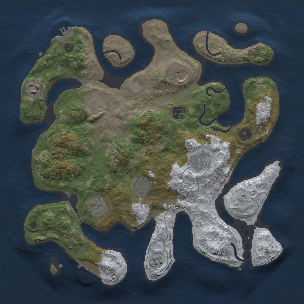 Rust Map: Procedural Map, Size: 3500, Seed: 806154902, 17 Monuments