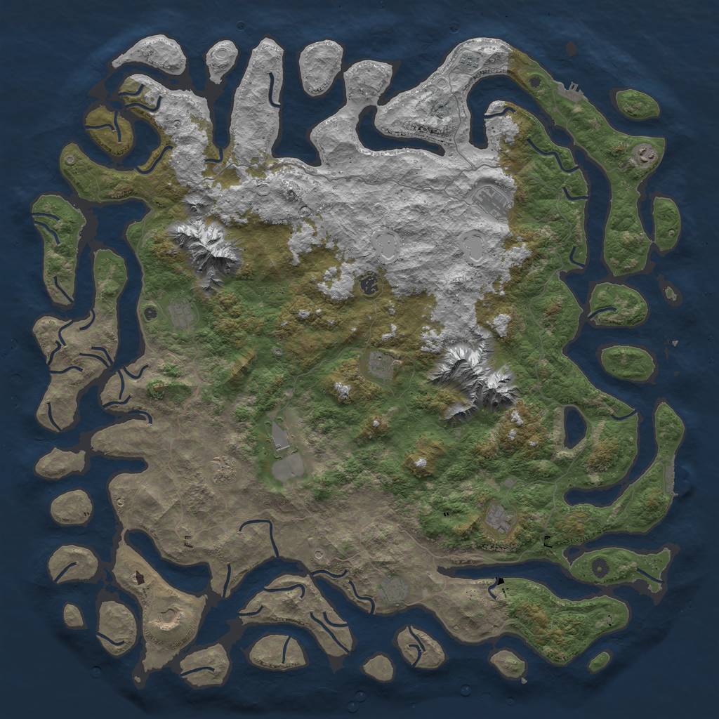 Rust Map: Procedural Map, Size: 6000, Seed: 284173692, 19 Monuments