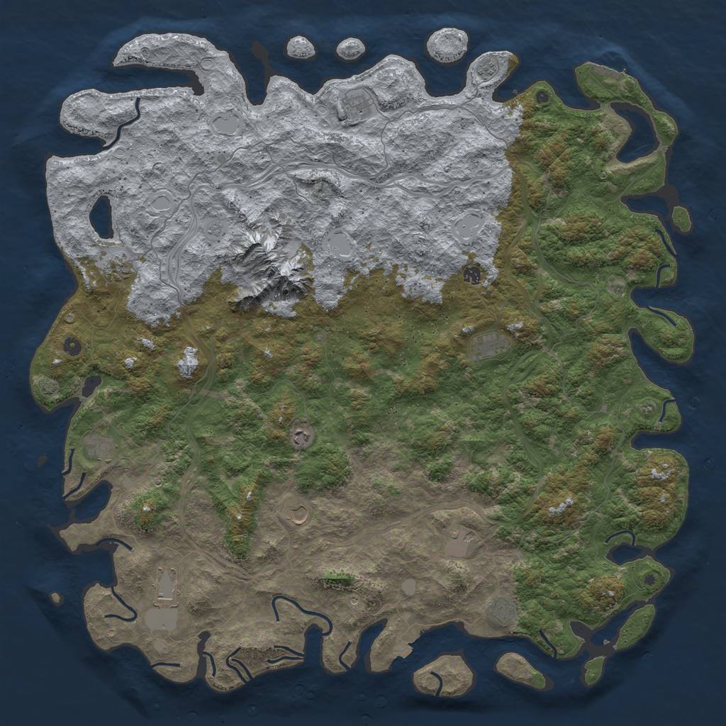 Rust Map: Procedural Map, Size: 6000, Seed: 965376215, 18 Monuments