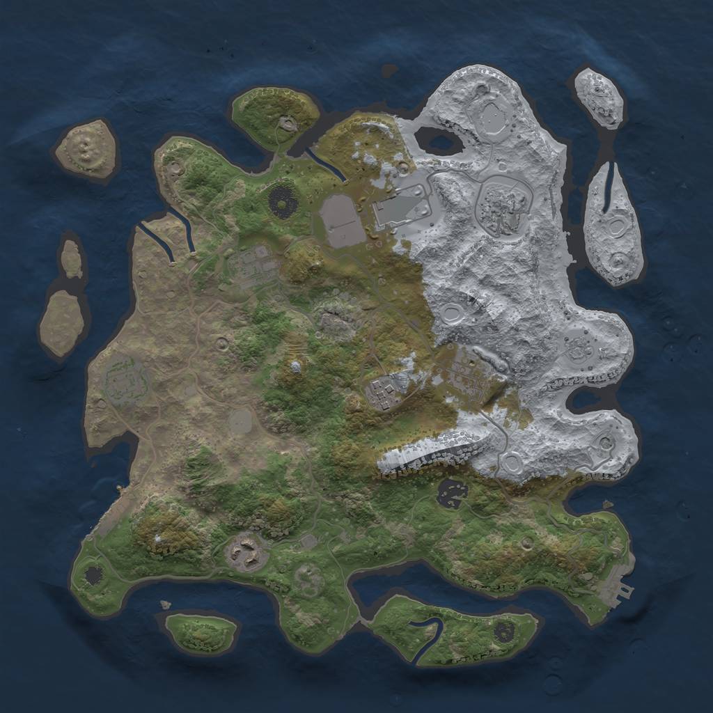 Rust Map: Procedural Map, Size: 3500, Seed: 420696912, 15 Monuments