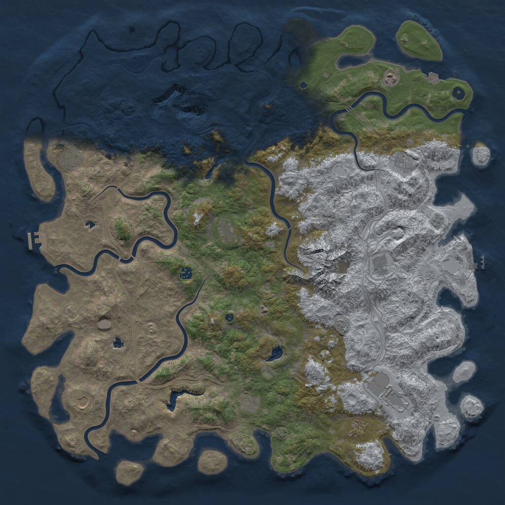 Rust Map: Procedural Map, Size: 6000, Seed: 102833, 17 Monuments