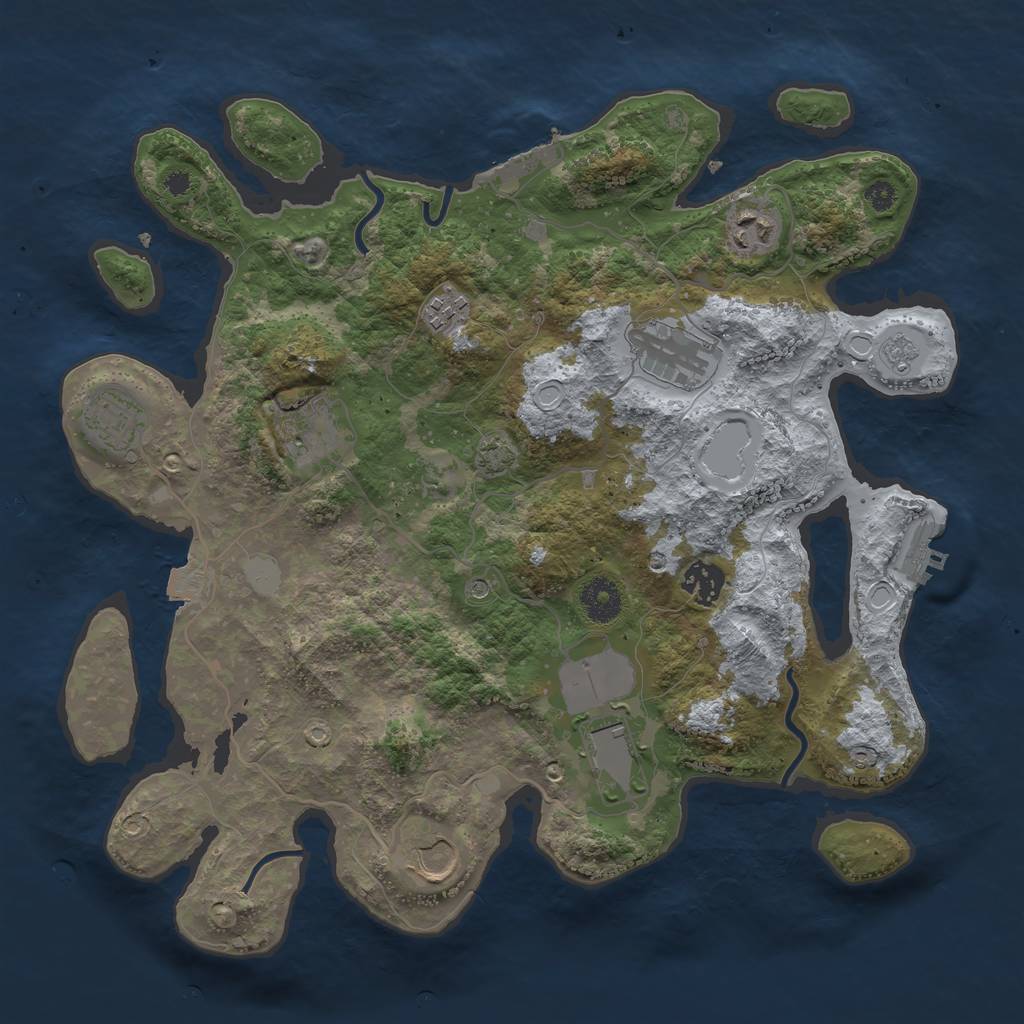 Rust Map: Procedural Map, Size: 3600, Seed: 1693036844, 16 Monuments