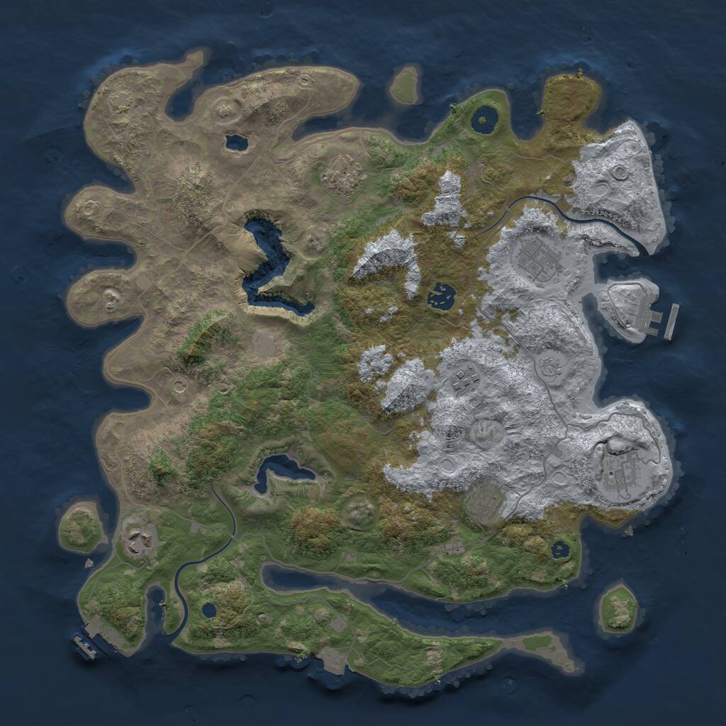 Rust Map: Procedural Map, Size: 4000, Seed: 704, 13 Monuments