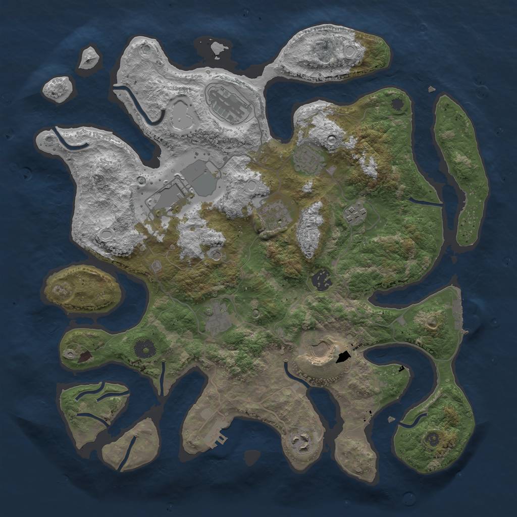 Rust Map: Procedural Map, Size: 3800, Seed: 1234647, 20 Monuments