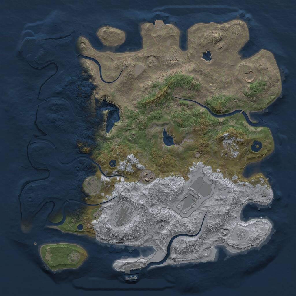 Rust Map: Procedural Map, Size: 4000, Seed: 528407345, 12 Monuments