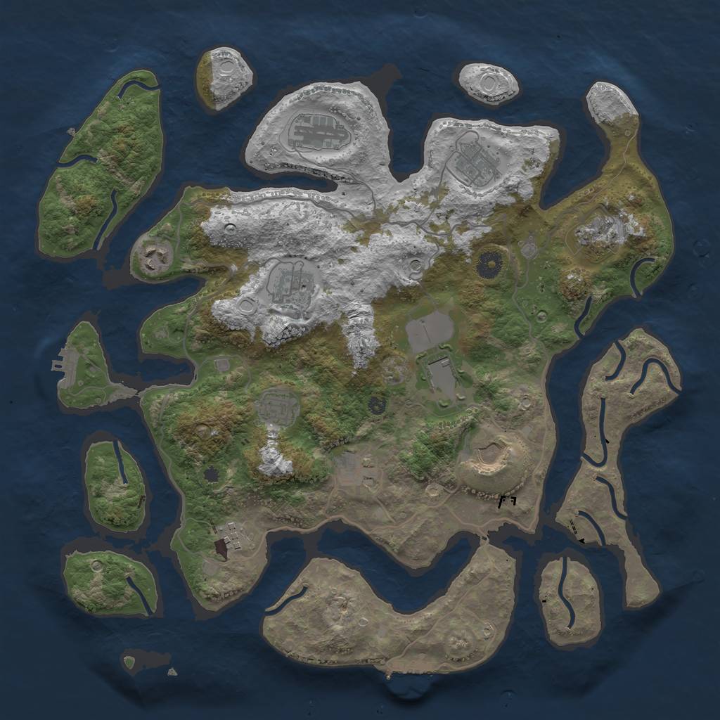 Rust Map: Procedural Map, Size: 4000, Seed: 1551445957, 21 Monuments