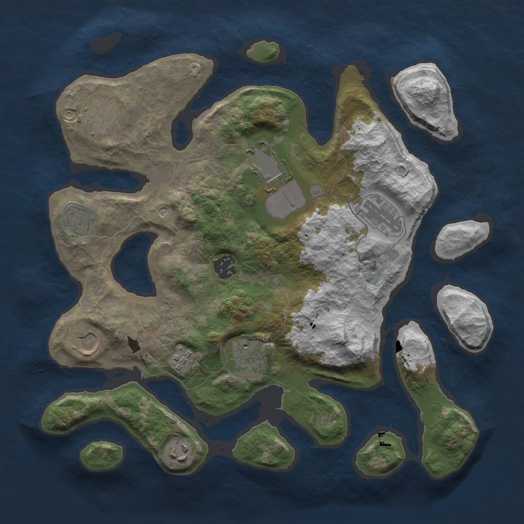 Rust Map: Barren, Size: 3500, Seed: 12344415, 12 Monuments