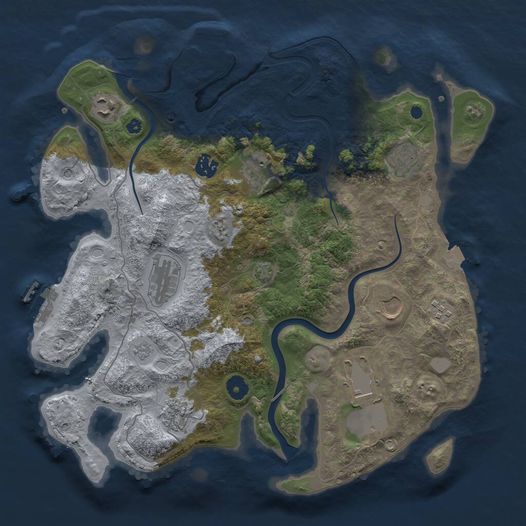 Rust Map: Procedural Map, Size: 3500, Seed: 436010760, 15 Monuments