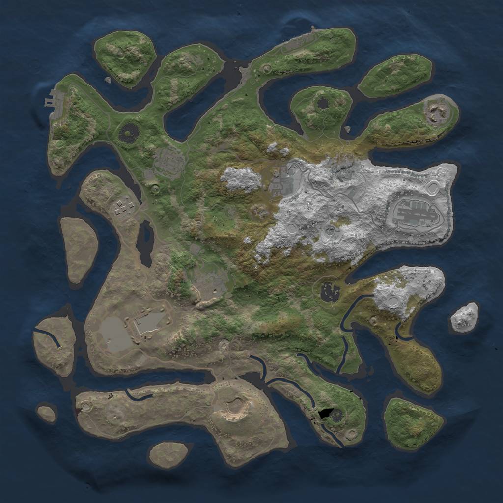 Rust Map: Procedural Map, Size: 3750, Seed: 878745, 20 Monuments