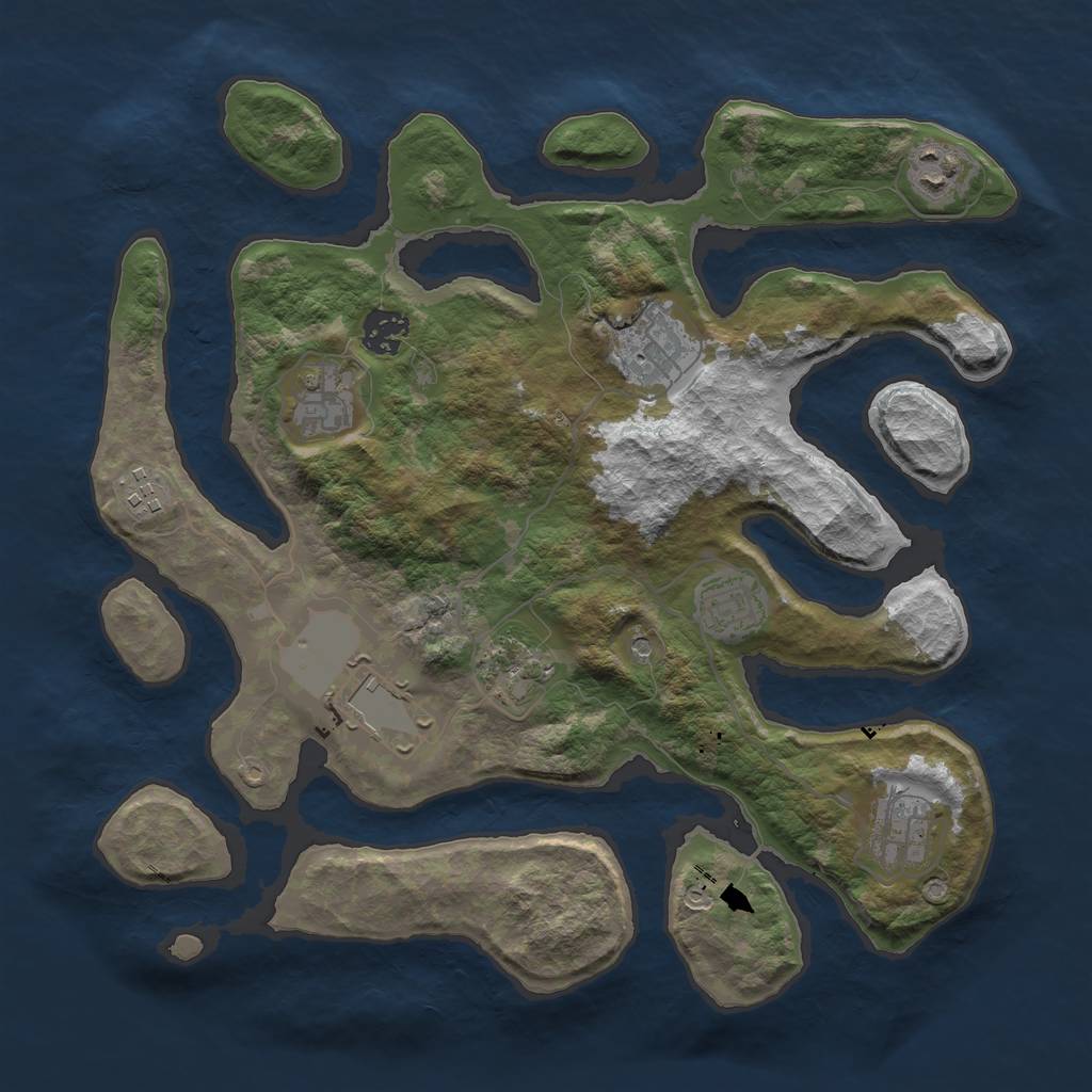 Rust Map: Barren, Size: 3500, Seed: 199898454, 12 Monuments