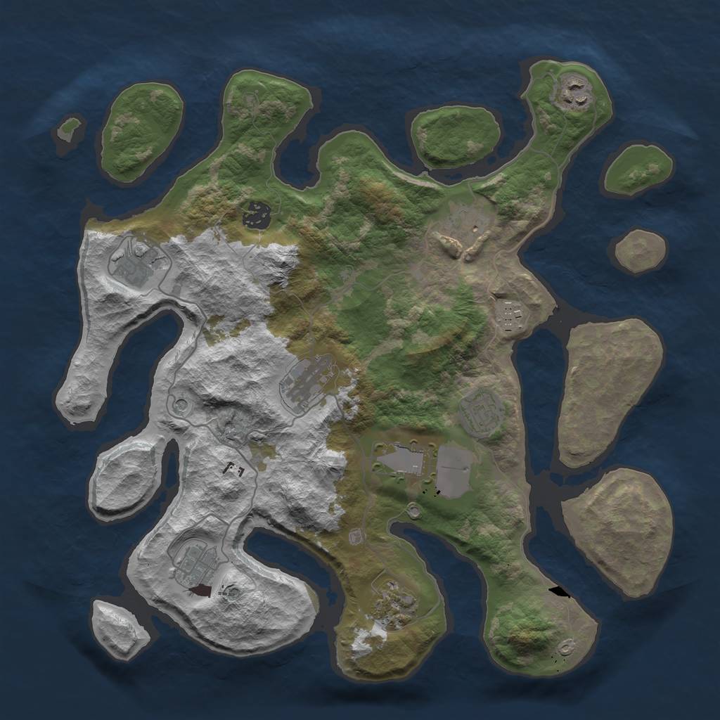 Rust Map: Barren, Size: 3750, Seed: 7878432, 13 Monuments