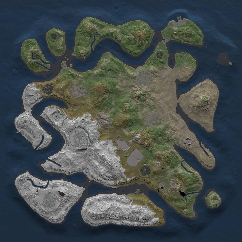 Rust Map: Procedural Map, Size: 3700, Seed: 1666453102, 17 Monuments