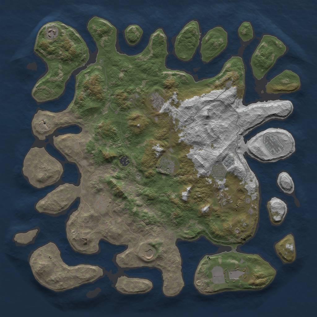 Rust Map: Barren, Size: 4800, Seed: 1337, 14 Monuments