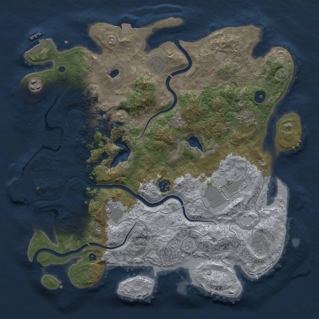 Rust Map: Procedural Map, Size: 4000, Seed: 8077, 14 Monuments