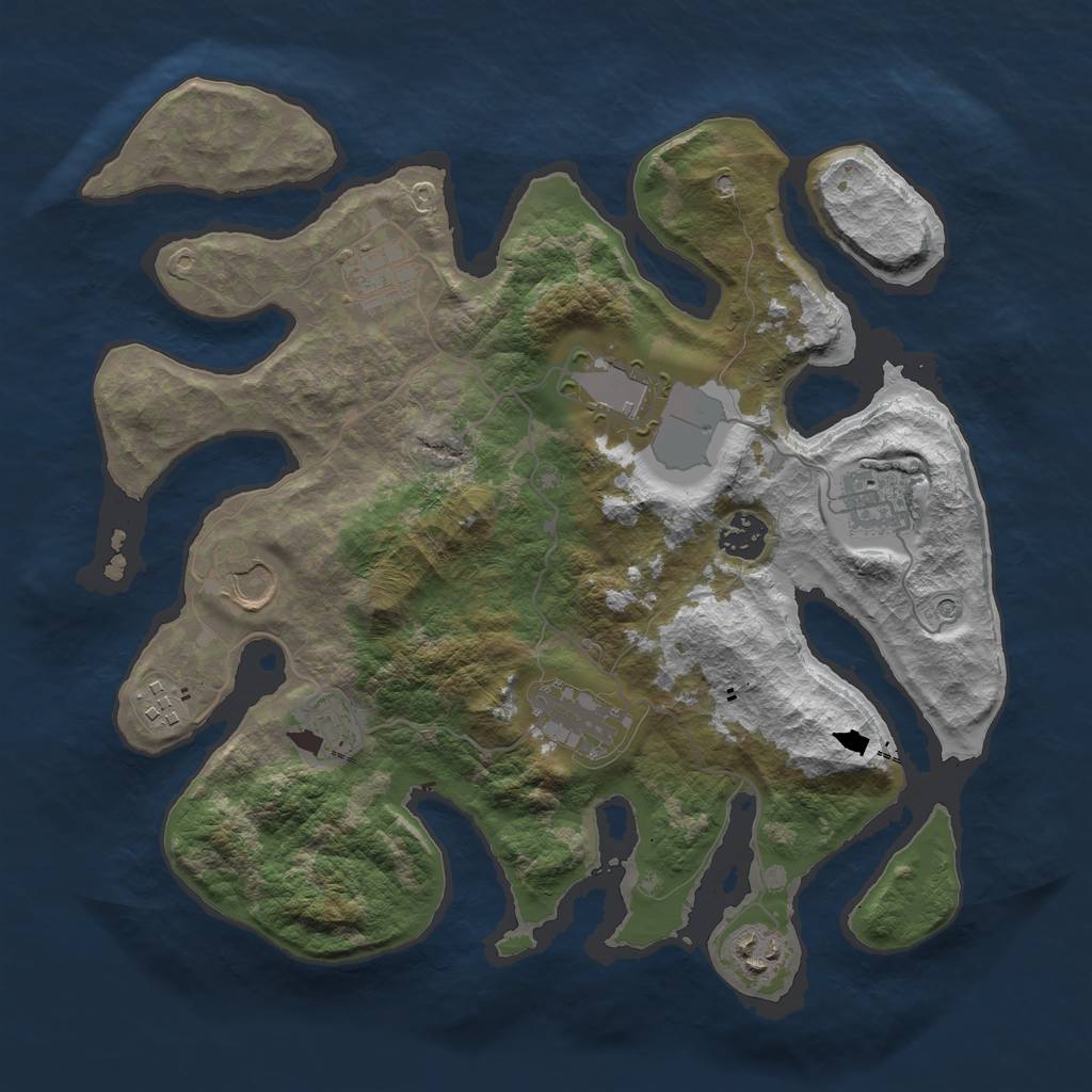 Rust Map: Barren, Size: 3500, Seed: 455806665, 12 Monuments