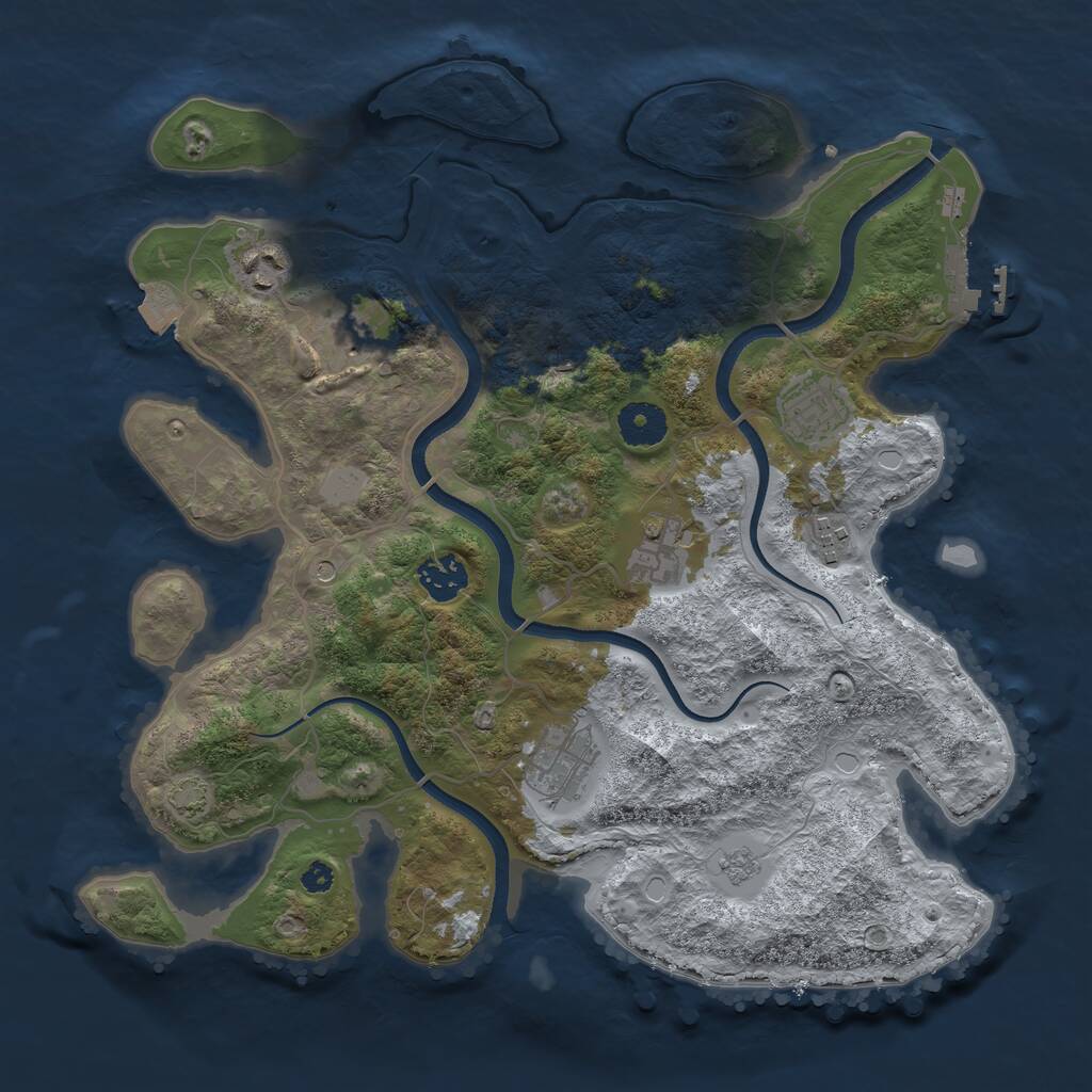 Rust Map: Procedural Map, Size: 3500, Seed: 1962912946, 12 Monuments
