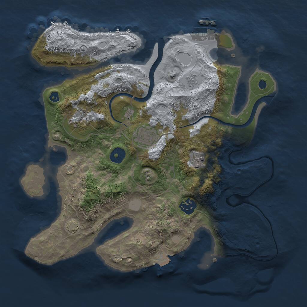 Rust Map: Procedural Map, Size: 3000, Seed: 861468, 8 Monuments