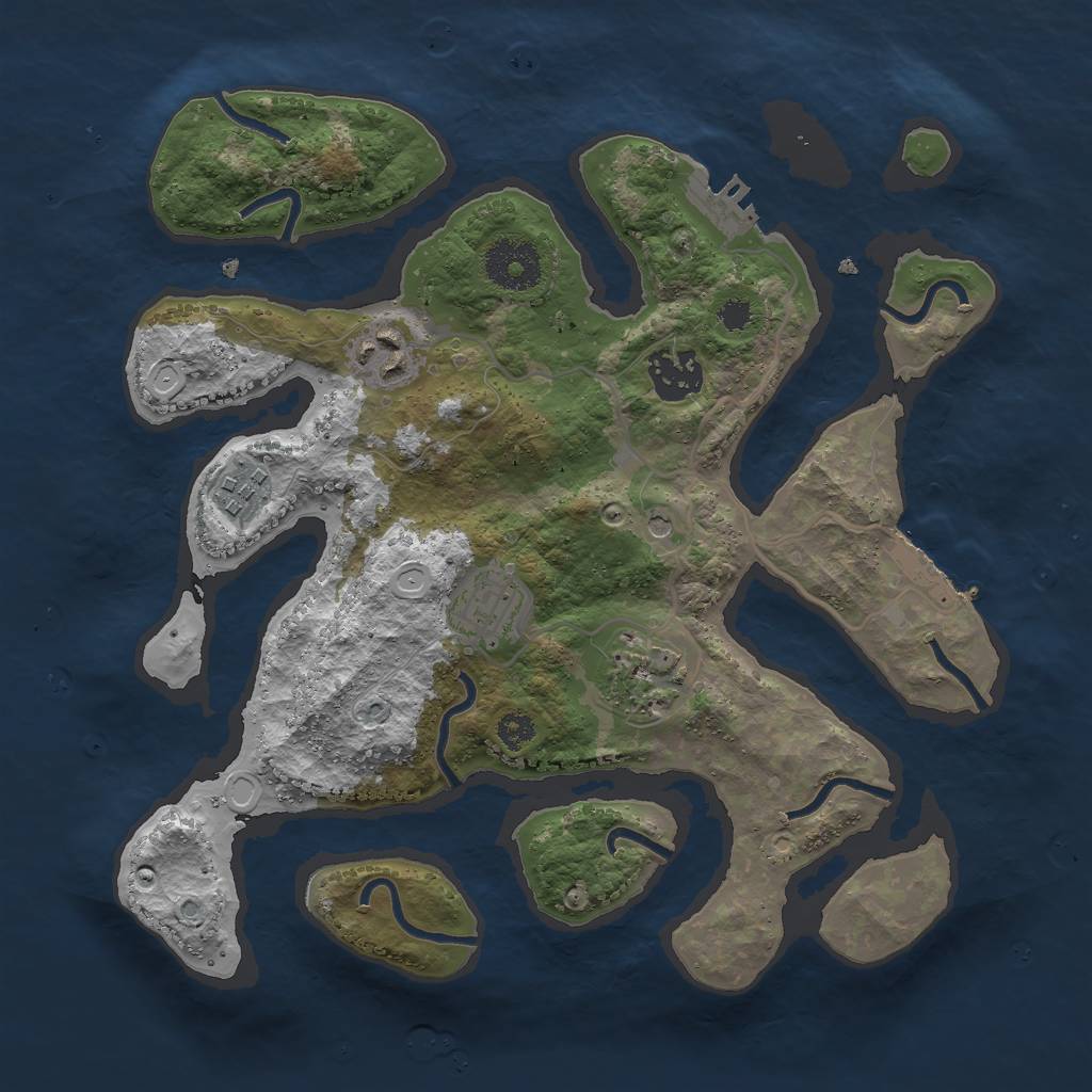 Rust Map: Procedural Map, Size: 3000, Seed: 265288, 16 Monuments