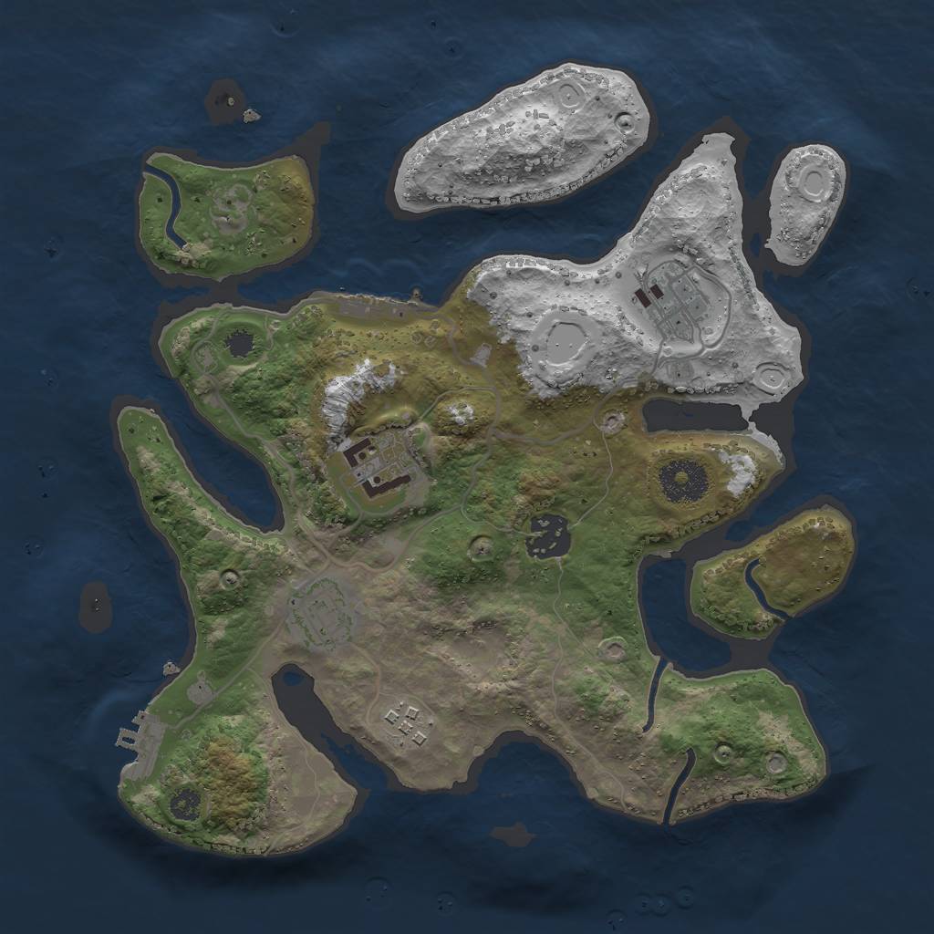 Rust Map: Procedural Map, Size: 3000, Seed: 1089362481, 12 Monuments