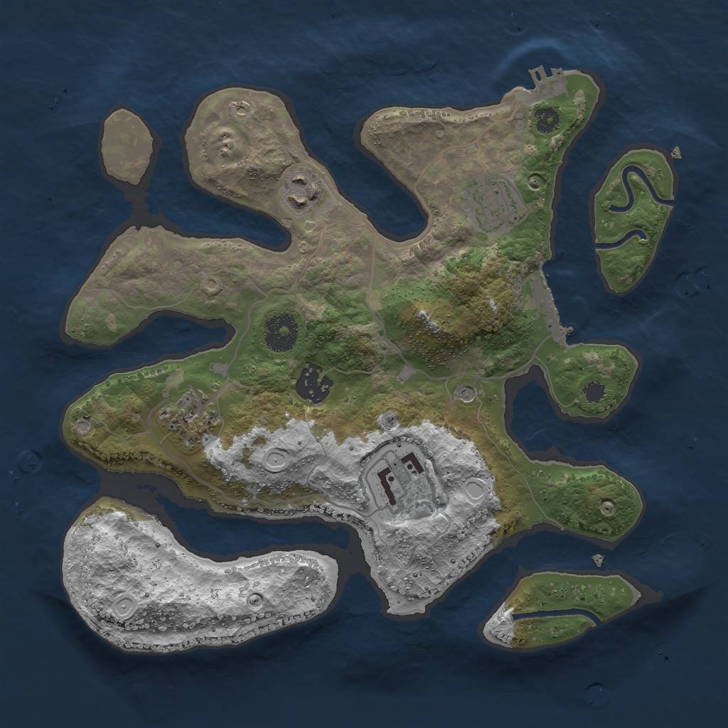 Rust Map: Procedural Map, Size: 3000, Seed: 454417, 16 Monuments