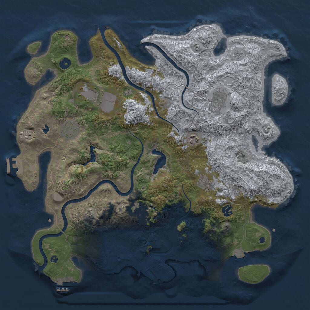 Rust Map: Procedural Map, Size: 4200, Seed: 974519643, 14 Monuments