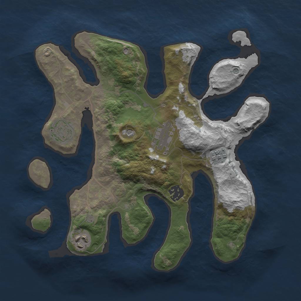 Rust Map: Barren, Size: 3000, Seed: 506770, 8 Monuments