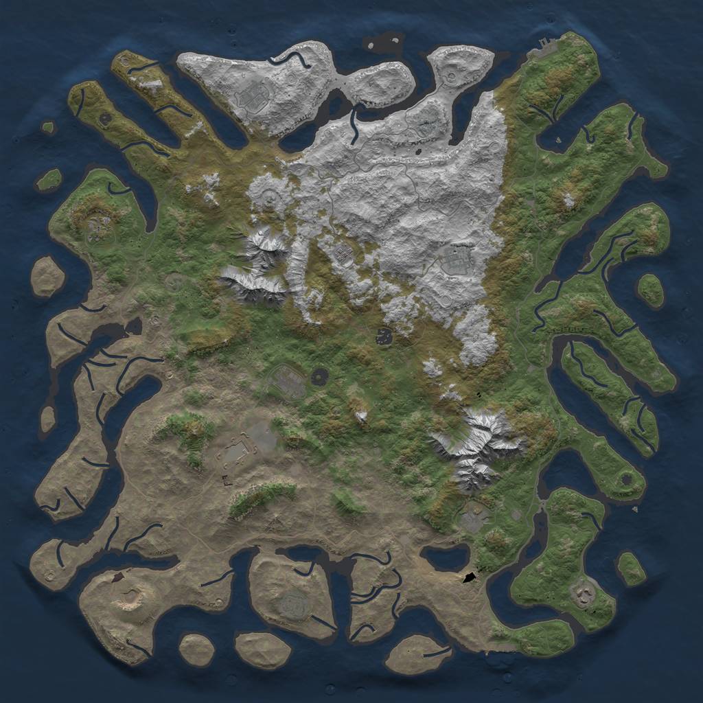 Rust Map: Procedural Map, Size: 6000, Seed: 82, 22 Monuments