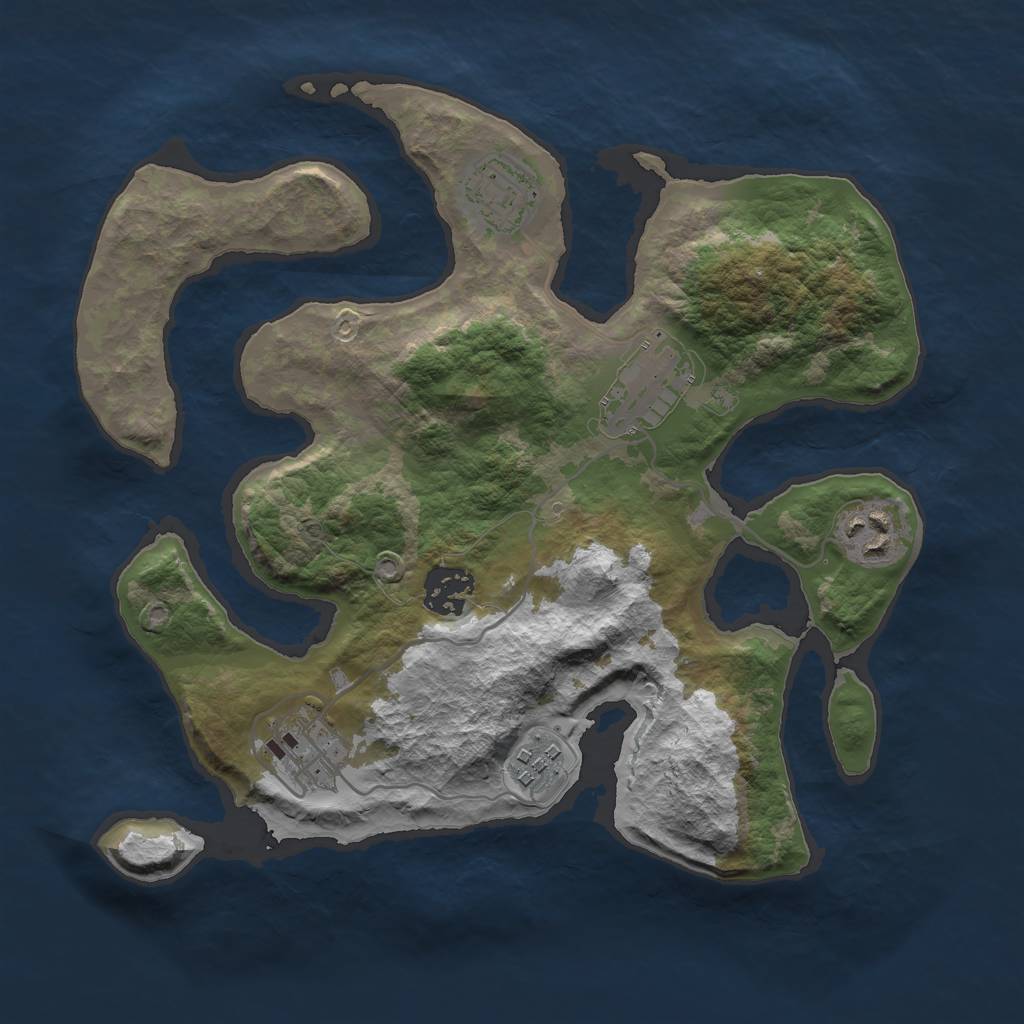 Rust Map: Barren, Size: 3000, Seed: 569050, 8 Monuments