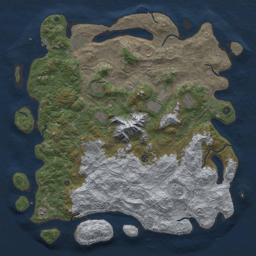 Rust Map: Procedural Map, Size: 5000, Seed: 102827, 19 Monuments