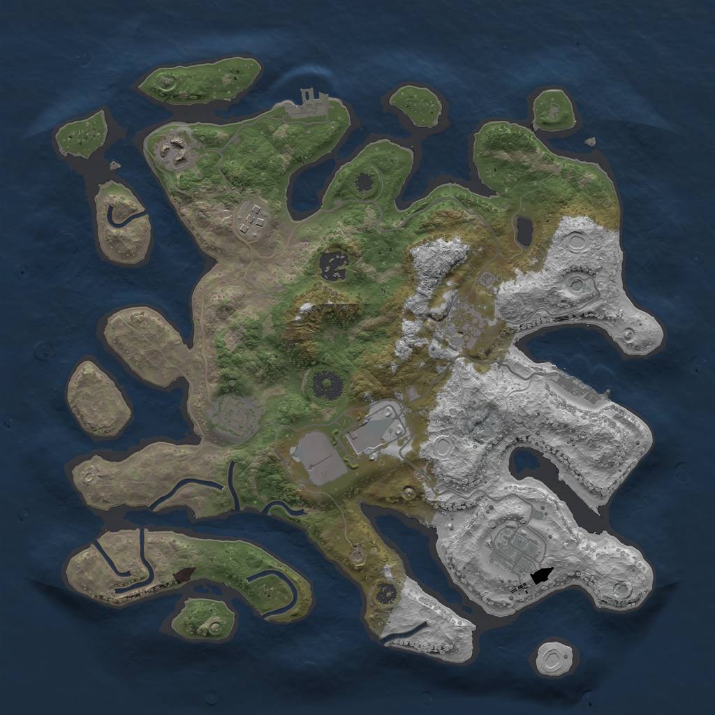 Rust Map: Procedural Map, Size: 3500, Seed: 10054, 15 Monuments