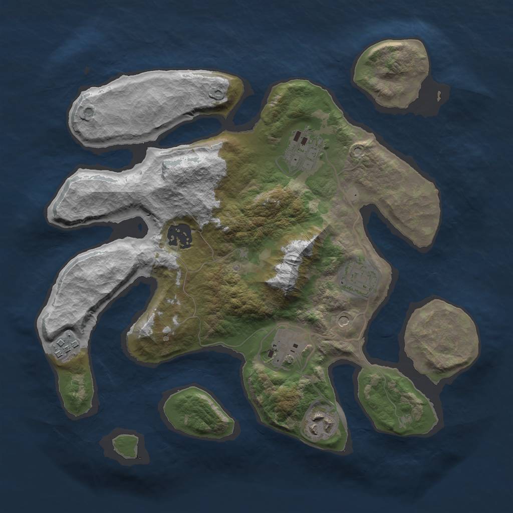 Rust Map: Barren, Size: 3000, Seed: 24524, 9 Monuments