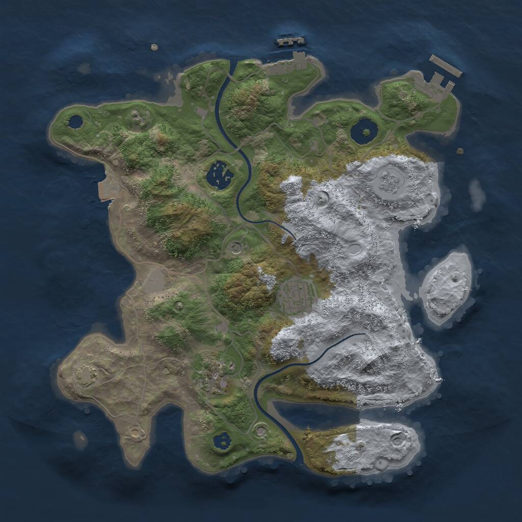 Rust Map: Procedural Map, Size: 3000, Seed: 350764452, 9 Monuments