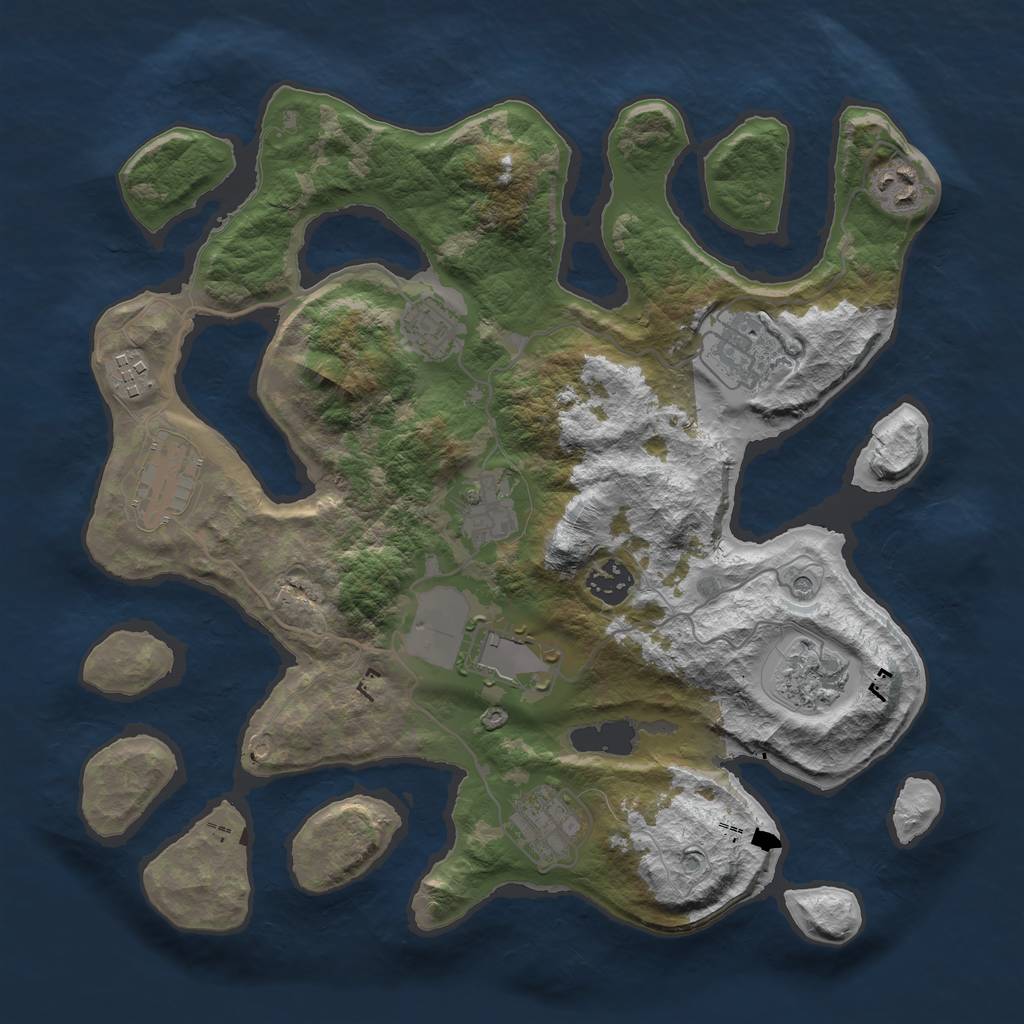 Rust Map: Barren, Size: 3500, Seed: 89891806, 13 Monuments