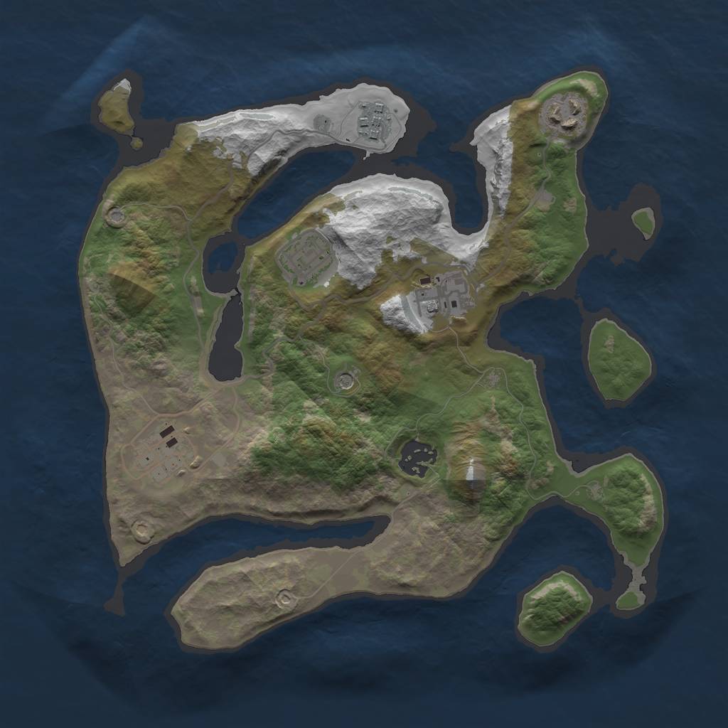 Rust Map: Barren, Size: 3000, Seed: 656381, 9 Monuments