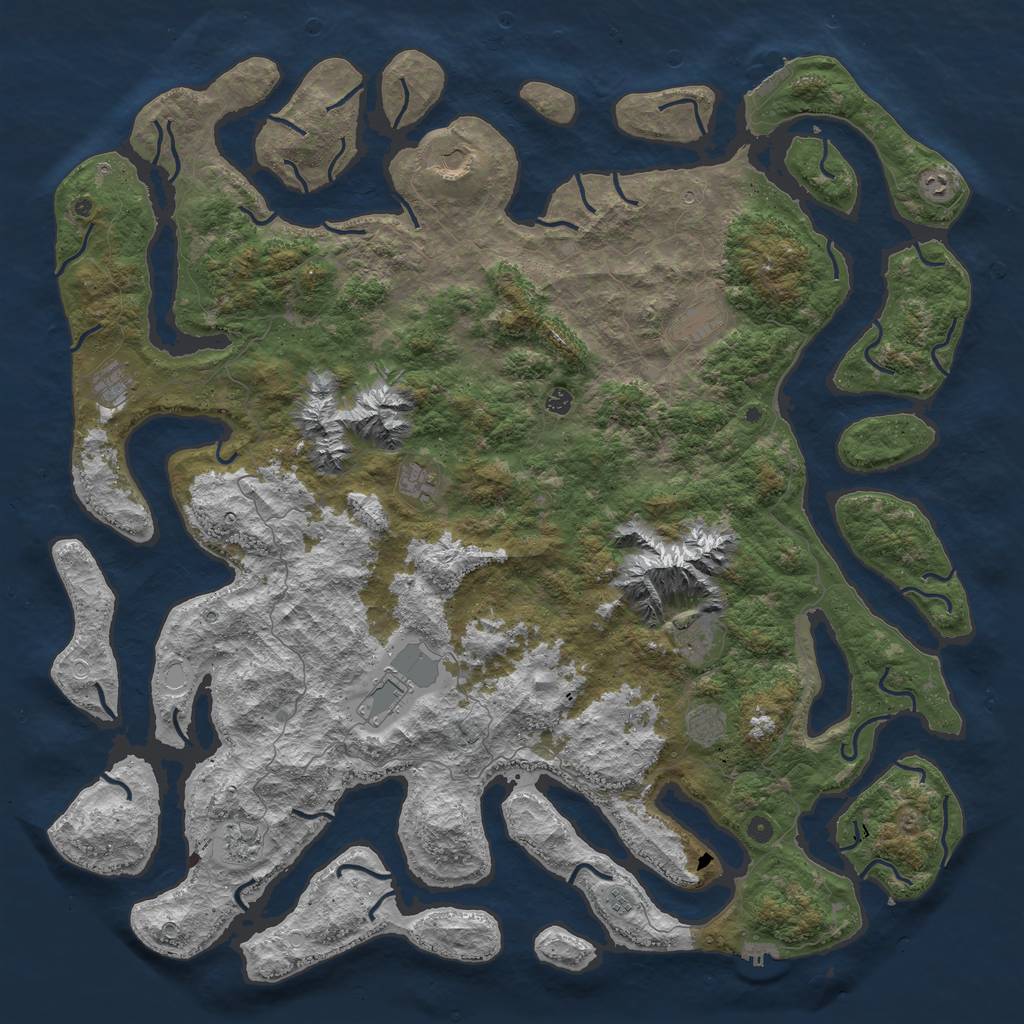 Rust Map: Procedural Map, Size: 6000, Seed: 999999, 19 Monuments
