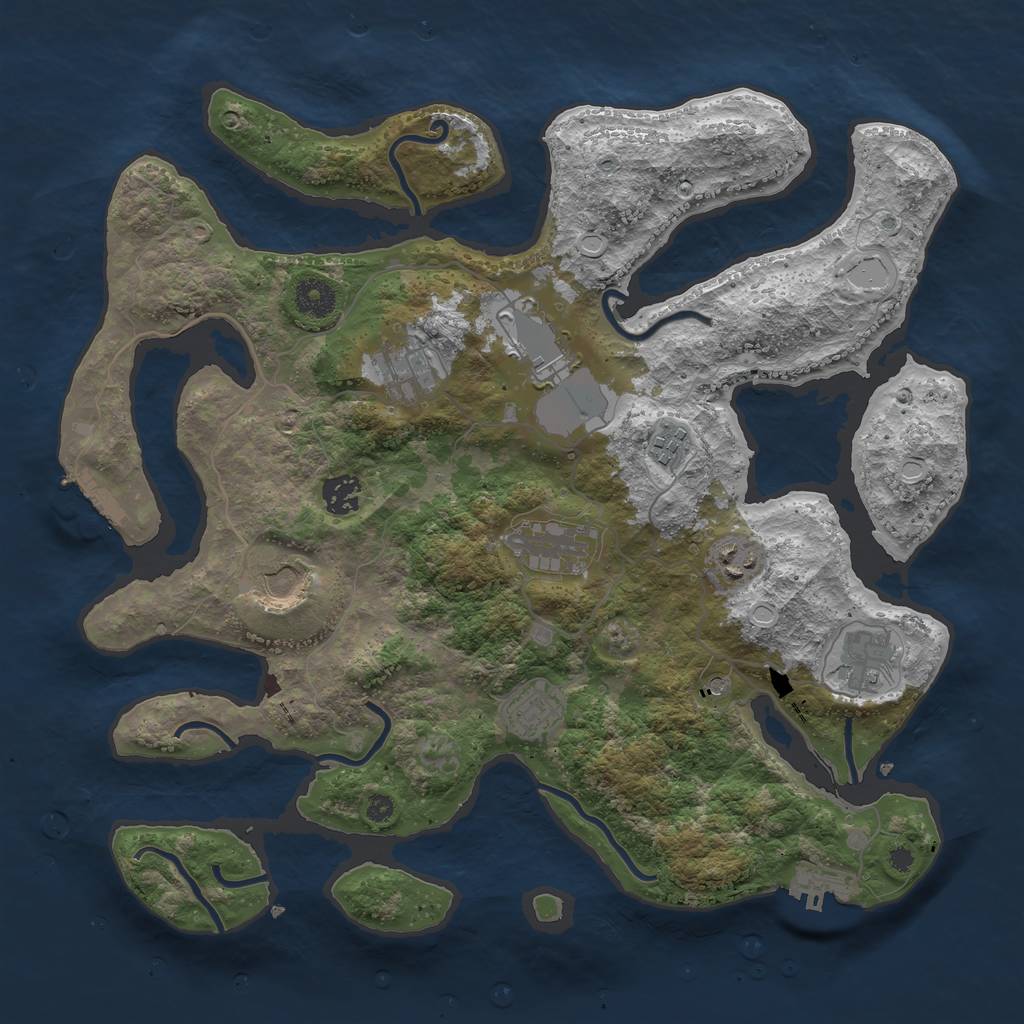 Rust Map: Procedural Map, Size: 3800, Seed: 46987411, 17 Monuments