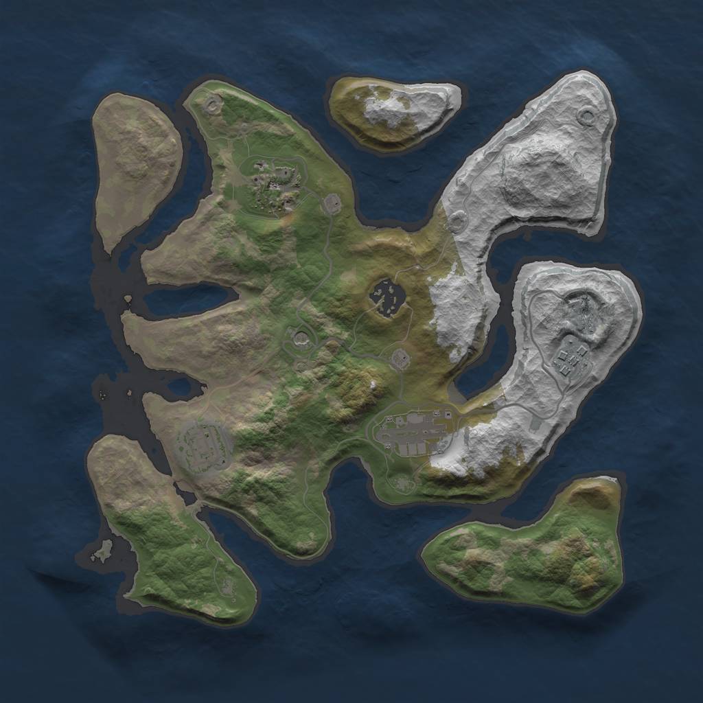 Rust Map: Barren, Size: 3000, Seed: 145150, 8 Monuments