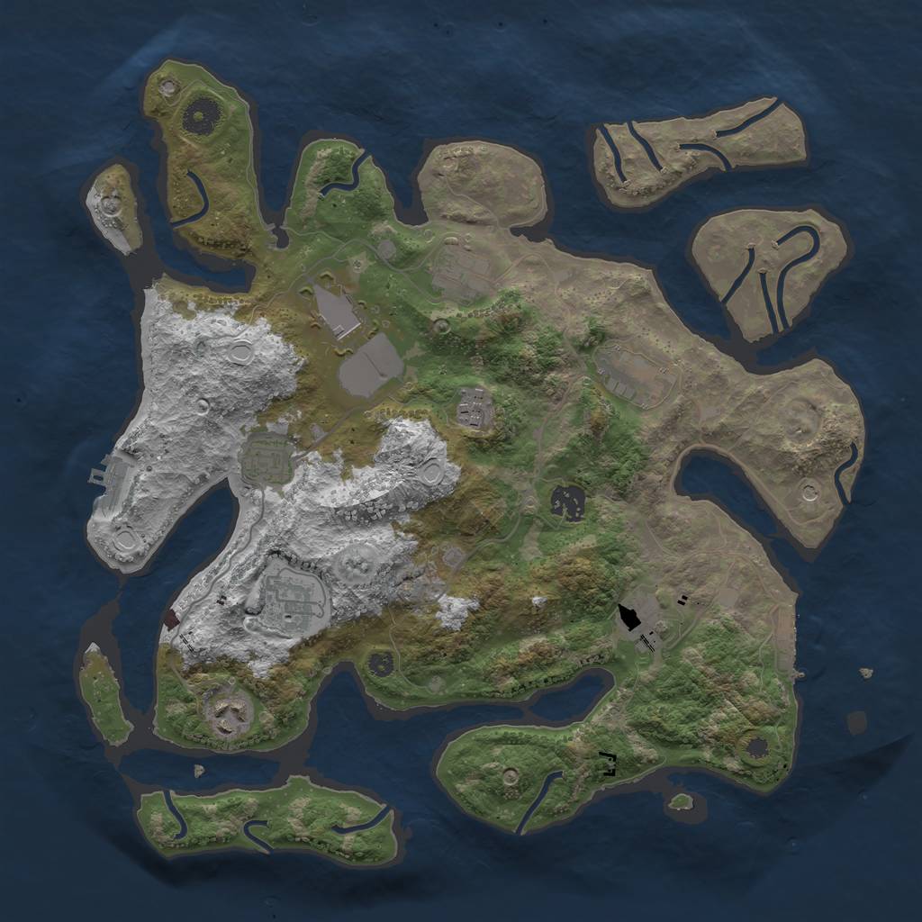 Rust Map: Procedural Map, Size: 3750, Seed: 216182593, 17 Monuments