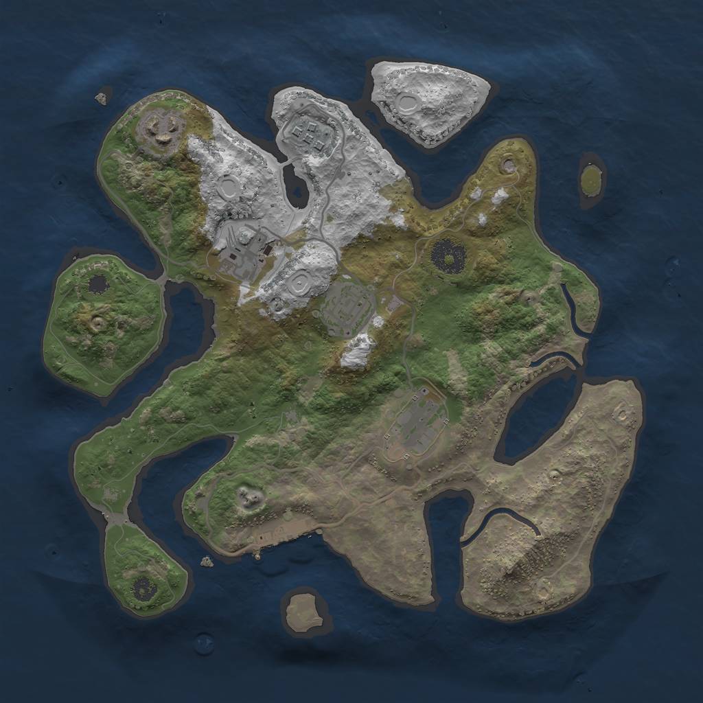 Rust Map: Procedural Map, Size: 3000, Seed: 392075, 11 Monuments