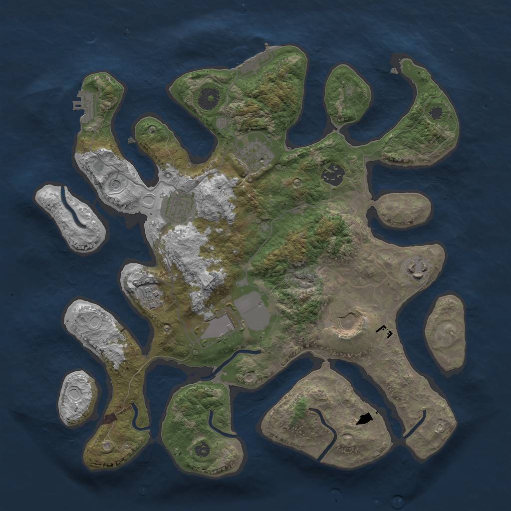 Rust Map: Procedural Map, Size: 3500, Seed: 9736896, 15 Monuments