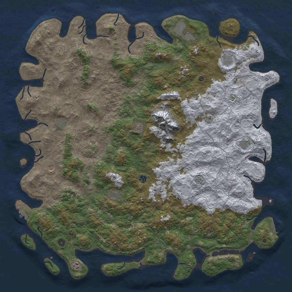 Rust Map: Procedural Map, Size: 6000, Seed: 198121012, 20 Monuments
