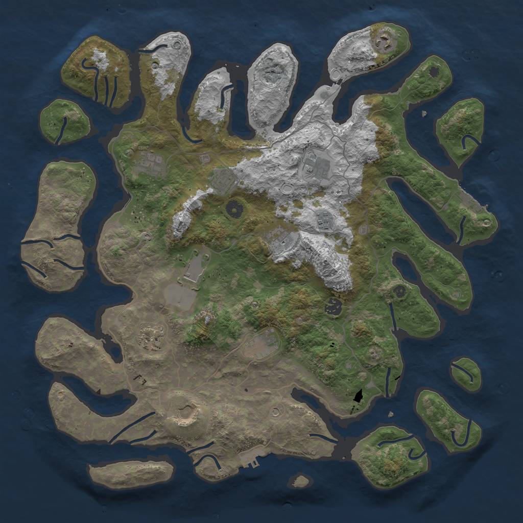 Rust Map: Procedural Map, Size: 4500, Seed: 1722594358, 22 Monuments